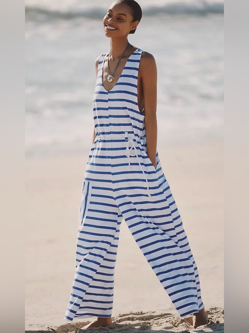 Anthropologie Celandine-Wide-Leg Cotton Jumpsuit Small